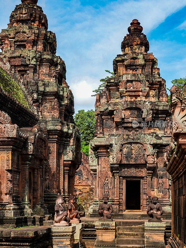 猴子王子雕像。Banteay Srei寺庙，吴哥窟，柬埔寨